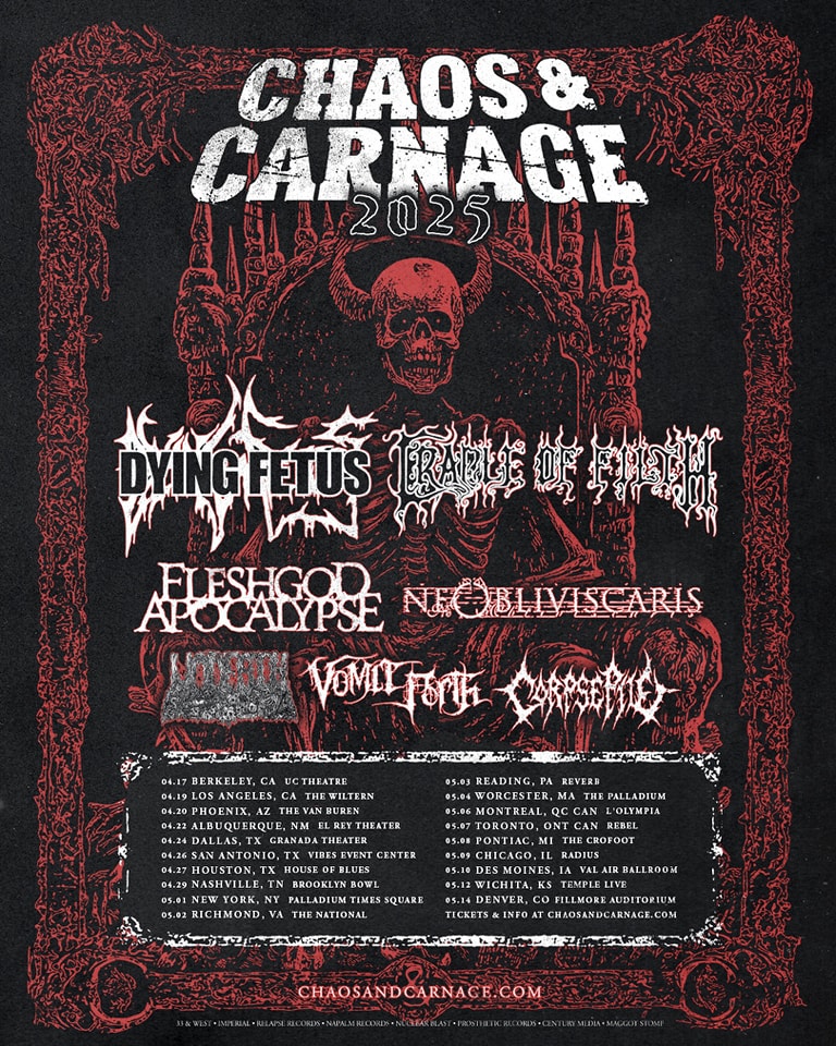 Fleshgod Apocalypse CHAOS & CARNAGE 2025 Tour Poster 2025